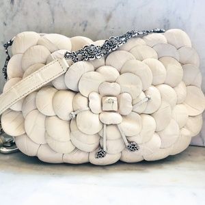 BRIGHTON ROSALIE IVORY LEATHER PETAL HANDBAG